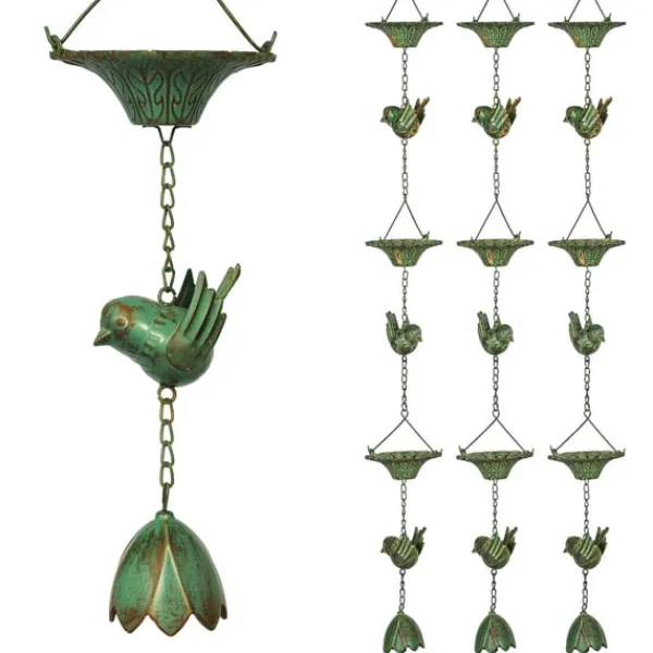 Online Rootz 3er Set Rain Chain - Drain Chain - Rainflow Chain - Korrosionsbestandig - 123 cm X Ø12CM til let havedekoration Havedekorationer
