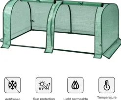 Sale Rootz Film Drivhus - Plantehus - Tomathus - UV resistent - 130cm x 60cm x 50cm - Hele året rundt - Hvid/grøn Drivhus