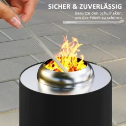 Online Rootz Fire Bowl pejs - Røgfri brandskaller - Rustfrit stål Fire Pit - Robust & varmebestandig - Ø16X25CM Pejse