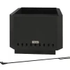 Pejse^Rootz Fire Pit - Inklusiv poker - Ildtønde - Robust konstruktion - Metal og rustfrit stål - Sort - 48L x 48W x 41H cm