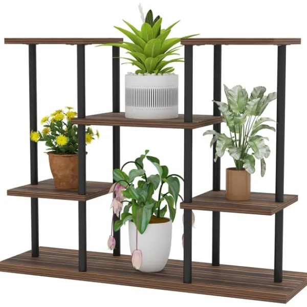 Best Rootz Flower Stand med 4 niveauer - 4 -trins plantestativ - Blomsterpotteholder - Stabil og elegant - 80 cm x 24 cm x 61,5 cm Plantestativer