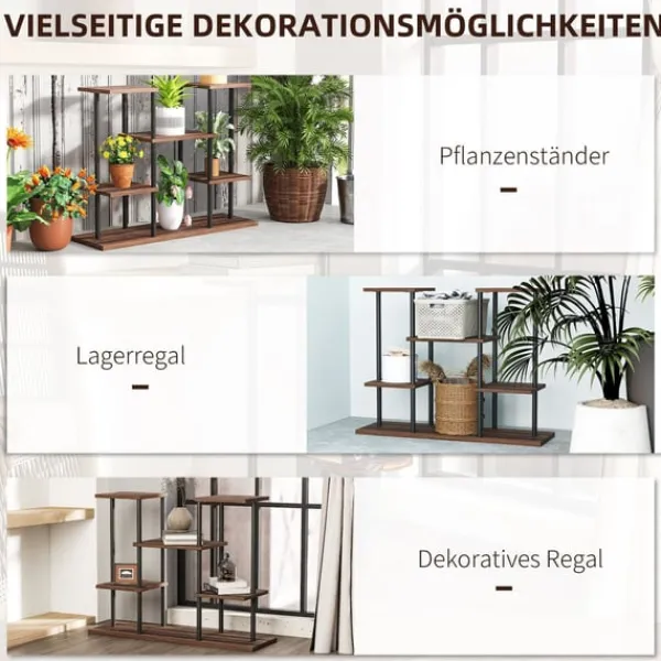 Best Rootz Flower Stand med 4 niveauer - 4 -trins plantestativ - Blomsterpotteholder - Stabil og elegant - 80 cm x 24 cm x 61,5 cm Plantestativer