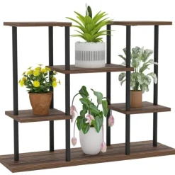 Best Rootz Flower Stand med 4 niveauer - 4 -trins plantestativ - Blomsterpotteholder - Stabil og elegant - 80 cm x 24 cm x 61,5 cm Plantestativer