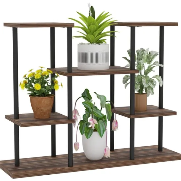 Best Rootz Flower Stand med 4 niveauer - 4 -trins plantestativ - Blomsterpotteholder - Stabil og elegant - 80 cm x 24 cm x 61,5 cm Plantestativer