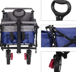 Haveværktøj^Rootz Foldbar Håndvogn - Brugsvogn - Havevogn - Holdbar konstruktion - Kraftig lastkapacitet - Nem opbevaring - 120 cm x 51 cm x 93 cm