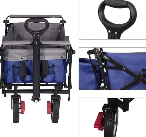 Haveværktøj^Rootz Foldbar Håndvogn - Brugsvogn - Havevogn - Holdbar konstruktion - Kraftig lastkapacitet - Nem opbevaring - 120 cm x 51 cm x 93 cm