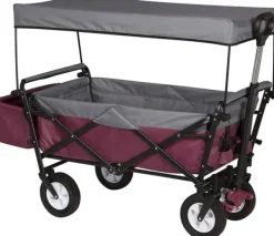 Clearance Rootz foldbar håndvogn med tag - Brugsvogn - Havevogn - Holdbar 600D polyester - Nem opbevaring - Kraftig 80 kg Kapacitet - 120 cm x 51 cm x 93 cm Haveværktøj