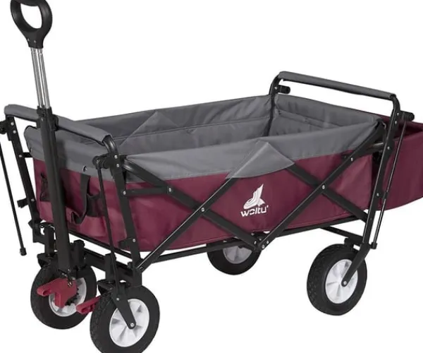 Clearance Rootz foldbar håndvogn med tag - Brugsvogn - Havevogn - Holdbar 600D polyester - Nem opbevaring - Kraftig 80 kg Kapacitet - 120 cm x 51 cm x 93 cm Haveværktøj