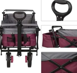 Clearance Rootz foldbar håndvogn med tag - Brugsvogn - Havevogn - Holdbar 600D polyester - Nem opbevaring - Kraftig 80 kg Kapacitet - 120 cm x 51 cm x 93 cm Haveværktøj