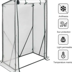 Drivhus^Rootz Folie Drivhus - Bærbart Plantehus - Tomathus - Pulverlakeret stål - UV-resistent PVC - 100 cm x 50 cm x 150/136 cm