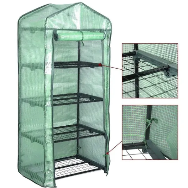 Discount Rootz Folie Drivhus 2/3 Etager - Lille Drivhus - Tomathus - Plantebeskytter - 69cm x 49cm x 158cm - 140g/m2 PE Mesh Drivhus