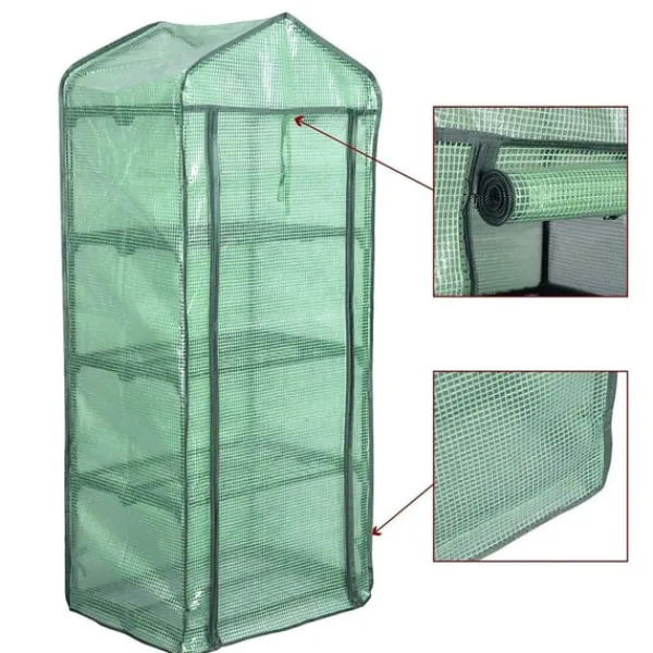 Discount Rootz Folie Drivhus 2/3 Etager - Lille Drivhus - Tomathus - Plantebeskytter - 69cm x 49cm x 158cm - 140g/m2 PE Mesh Drivhus