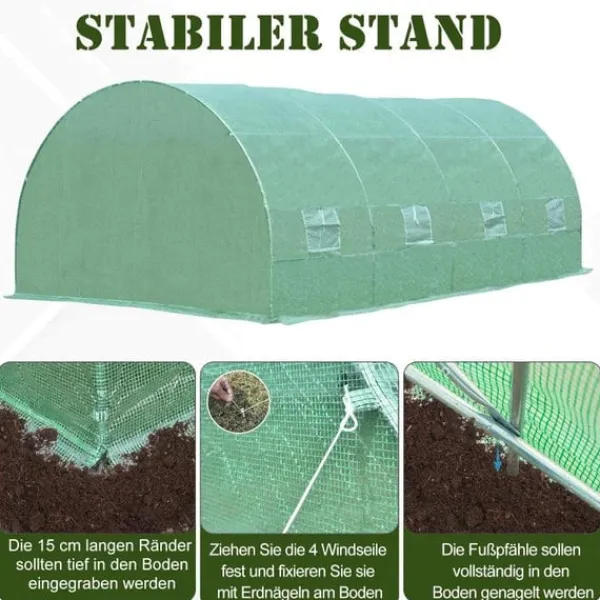 Sale Rootz Folie Drivhus - Tomat Drivhus - Tunnel Kold Ramme - Drivhus - Tomat Folie Drivhus - Grøn - 590 X 300 X 200 CM Drivhus