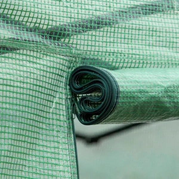 Drivhus^Rootz Folie Drivhus - Walk-in - Guy Ropes - Mesh vindue - Metalramme - Alvaniseret stål - PE plast - Grøn - 3,97L x 3W x 2H m