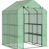 Drivhus^Rootz Folie Drivhus - Walk-in Drivhus Med 8 hylder - Tomat Drivhus - Kold Ramme Med Låge - Stål - PE Plast - Grøn - 143 x 138 x 195 cm