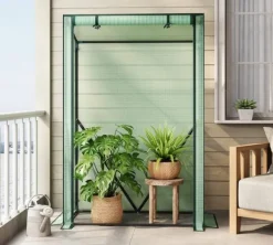 Clearance Rootz Folie Greenhouse - Plant Shelter - Vejrbeskyttelse - UV -resistent - Steel & Pe Tarpaulin - 100x50x150/132 cm Drivhus