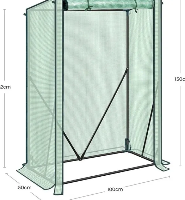 Clearance Rootz Folie Greenhouse - Plant Shelter - Vejrbeskyttelse - UV -resistent - Steel & Pe Tarpaulin - 100x50x150/132 cm Drivhus
