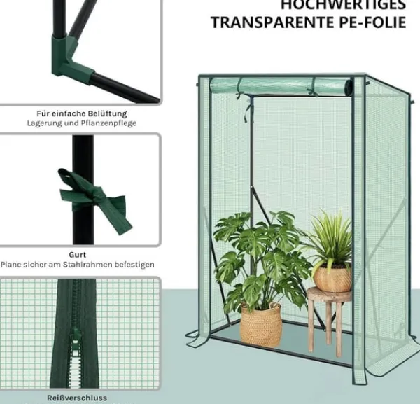 Clearance Rootz Folie Greenhouse - Plant Shelter - Vejrbeskyttelse - UV -resistent - Steel & Pe Tarpaulin - 100x50x150/132 cm Drivhus