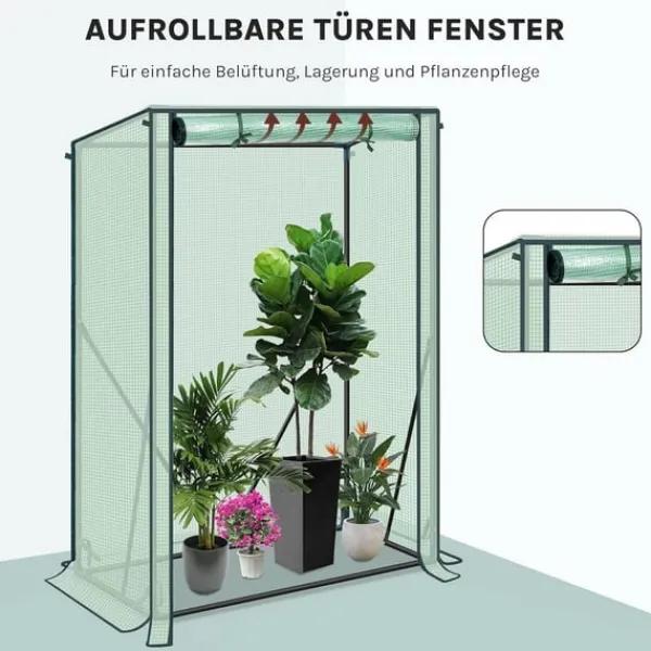 Clearance Rootz Folie Greenhouse - Plant Shelter - Vejrbeskyttelse - UV -resistent - Steel & Pe Tarpaulin - 100x50x150/132 cm Drivhus