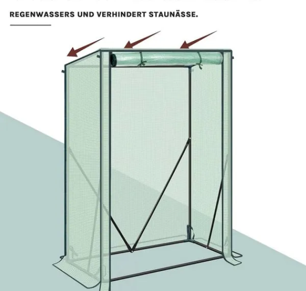 Clearance Rootz Folie Greenhouse - Plant Shelter - Vejrbeskyttelse - UV -resistent - Steel & Pe Tarpaulin - 100x50x150/132 cm Drivhus