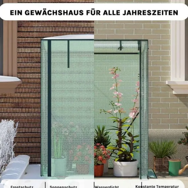 Clearance Rootz Folie Greenhouse - Plant Shelter - Vejrbeskyttelse - UV -resistent - Steel & Pe Tarpaulin - 100x50x150/132 cm Drivhus