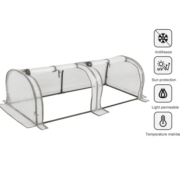 Sale Rootz Foliengewächshaus - Drivhus - Plantebeskytter - Havely - Tomathus - Havebrug - Plantehaven - Hvid - 26,4 x 8,6 x 3,9 tommer Drivhus