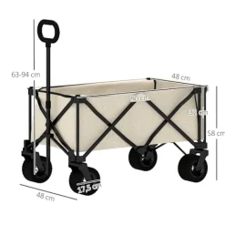 Outlet Rootz Garden Car - Foldbar transportkurv - Resilient Handcart - 100 kg kapacitet - 90 cm x 48 cm x 92 cm - Brun Oxford stof Haveværktøj