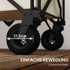 Outlet Rootz Garden Car - Foldbar transportkurv - Resilient Handcart - 100 kg kapacitet - 90 cm x 48 cm x 92 cm - Brun Oxford stof Haveværktøj