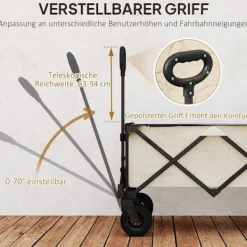 Outlet Rootz Garden Car - Foldbar transportkurv - Resilient Handcart - 100 kg kapacitet - 90 cm x 48 cm x 92 cm - Brun Oxford stof Haveværktøj
