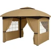 Telte & Lysthuse^Rootz Garden Gazebo 3.4x3.4m - Øltelt - Udendørs husly - UV -beskyttelse - Stålramme - 335L X 335W X 285H cm