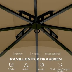 Telte & Lysthuse^Rootz Garden Gazebo 3.4x3.4m - Øltelt - Udendørs husly - UV -beskyttelse - Stålramme - 335L X 335W X 285H cm