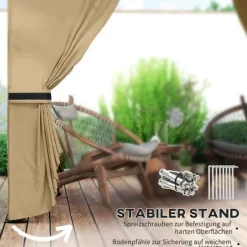 Telte & Lysthuse^Rootz Garden Gazebo 3.4x3.4m - Øltelt - Udendørs husly - UV -beskyttelse - Stålramme - 335L X 335W X 285H cm