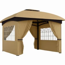 Telte & Lysthuse^Rootz Garden Gazebo 3.4x3.4m - Øltelt - Udendørs husly - UV -beskyttelse - Stålramme - 335L X 335W X 285H cm