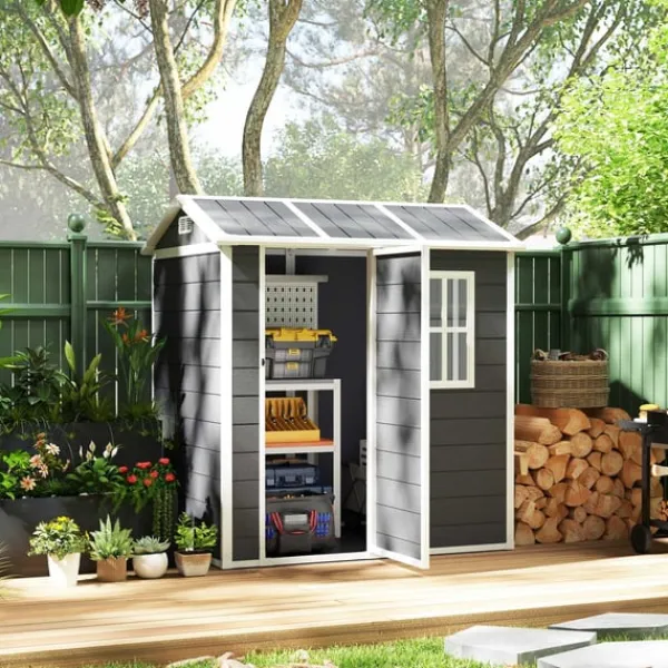 Online Rootz Garden House - Værktøjsskur - Opbevaring af udendørs udstyr - Vejrbestandig og låsbar - 186 cm x 130 cm x 199 cm Skure, Garager & Carports