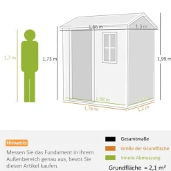 Online Rootz Garden House - Værktøjsskur - Opbevaring af udendørs udstyr - Vejrbestandig og låsbar - 186 cm x 130 cm x 199 cm Skure, Garager & Carports