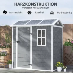 Online Rootz Garden House - Værktøjsskur - Opbevaring af udendørs udstyr - Vejrbestandig og låsbar - 186 cm x 130 cm x 199 cm Skure, Garager & Carports