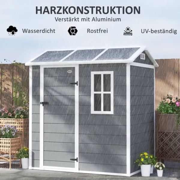 Online Rootz Garden House - Værktøjsskur - Opbevaring af udendørs udstyr - Vejrbestandig og låsbar - 186 cm x 130 cm x 199 cm Skure, Garager & Carports