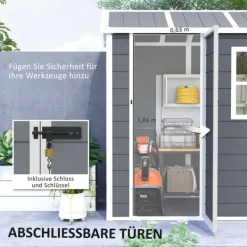 Online Rootz Garden House - Værktøjsskur - Opbevaring af udendørs udstyr - Vejrbestandig og låsbar - 186 cm x 130 cm x 199 cm Skure, Garager & Carports