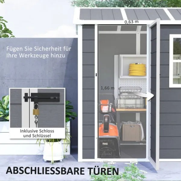 Online Rootz Garden House - Værktøjsskur - Opbevaring af udendørs udstyr - Vejrbestandig og låsbar - 186 cm x 130 cm x 199 cm Skure, Garager & Carports
