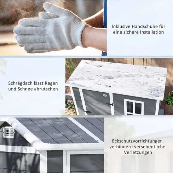 Online Rootz Garden House - Værktøjsskur - Opbevaring af udendørs udstyr - Vejrbestandig og låsbar - 186 cm x 130 cm x 199 cm Skure, Garager & Carports