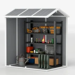 Online Rootz Garden House - Værktøjsskur - Opbevaring af udendørs udstyr - Vejrbestandig og låsbar - 186 cm x 130 cm x 199 cm Skure, Garager & Carports