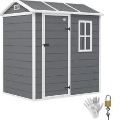 Online Rootz Garden House - Værktøjsskur - Opbevaring af udendørs udstyr - Vejrbestandig og låsbar - 186 cm x 130 cm x 199 cm Skure, Garager & Carports