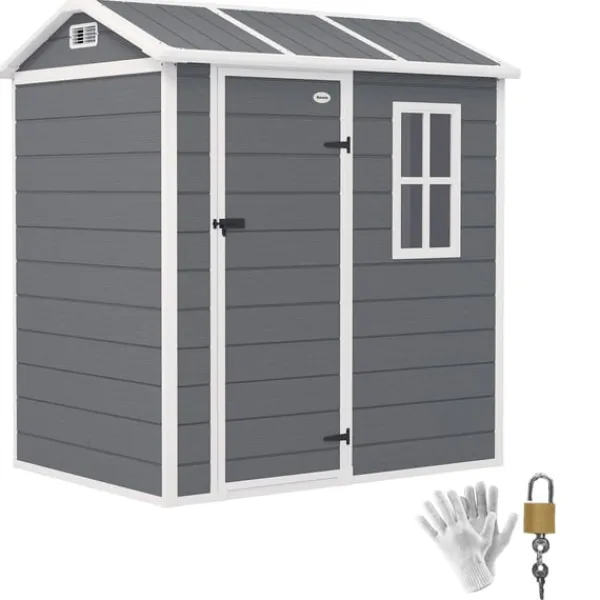 Online Rootz Garden House - Værktøjsskur - Opbevaring af udendørs udstyr - Vejrbestandig og låsbar - 186 cm x 130 cm x 199 cm Skure, Garager & Carports
