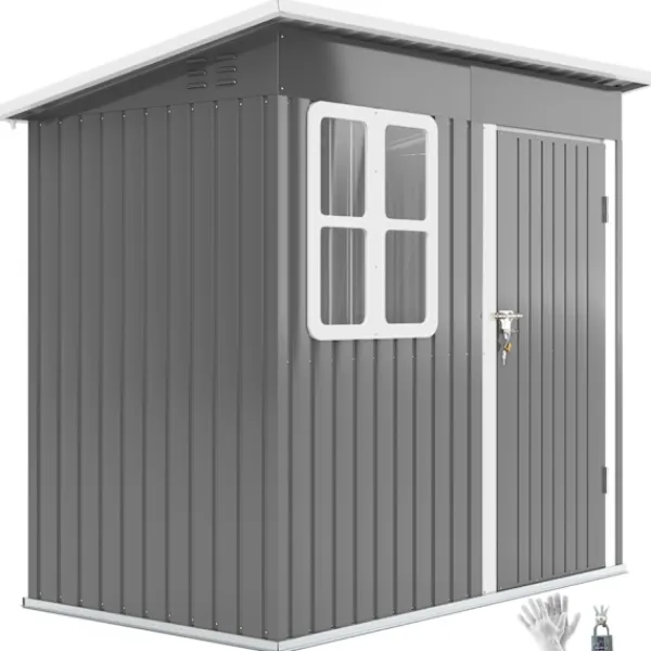 Best Rootz Garden Shed - Garden House - Udendørs opbevaring - Låsbar stålstruktur - 221 cm x 133 cm x 190 cm Skure, Garager & Carports
