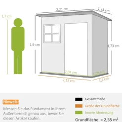 Best Rootz Garden Shed - Garden House - Udendørs opbevaring - Låsbar stålstruktur - 221 cm x 133 cm x 190 cm Skure, Garager & Carports