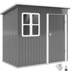 Best Rootz Garden Shed - Garden House - Udendørs opbevaring - Låsbar stålstruktur - 221 cm x 133 cm x 190 cm Skure, Garager & Carports