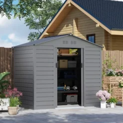 New Rootz Garden Tool Shed - Stålopbevaring - Låsbar opbevaring - Vandtæt og ventileret - 213 cm x 131 cm x 192 cm Skure, Garager & Carports