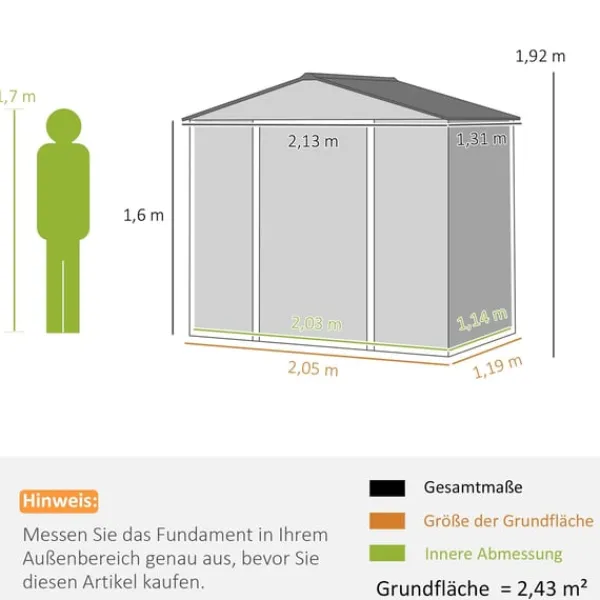 New Rootz Garden Tool Shed - Stålopbevaring - Låsbar opbevaring - Vandtæt og ventileret - 213 cm x 131 cm x 192 cm Skure, Garager & Carports