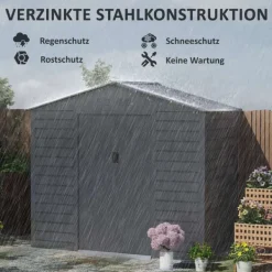 New Rootz Garden Tool Shed - Stålopbevaring - Låsbar opbevaring - Vandtæt og ventileret - 213 cm x 131 cm x 192 cm Skure, Garager & Carports