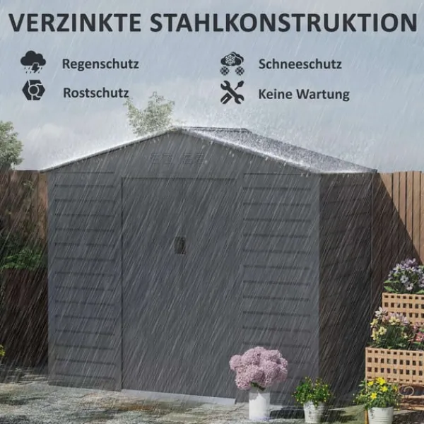 New Rootz Garden Tool Shed - Stålopbevaring - Låsbar opbevaring - Vandtæt og ventileret - 213 cm x 131 cm x 192 cm Skure, Garager & Carports